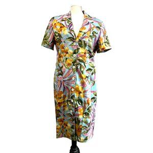 Harve Benard Vintage Colorful Floral Button Down Dress Sz 16 (XL) Womens Collare